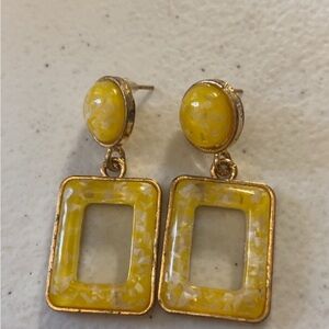 Yellow and Gold Dangle Earrings